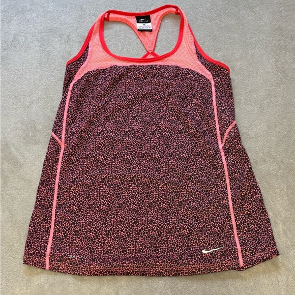 Nike Dri Fit Pink Leopard Print Athletic Tank Top - Picture 1 of 5